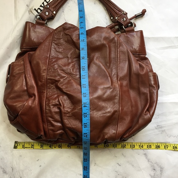 Hype Brand Large soft REAL leather cognac colored Handbag NWT - Picture 2 of 6